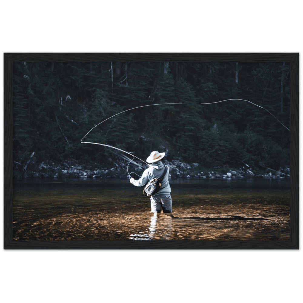 Fishing the Lochsa (Premium Matte Paper Wooden Framed Poster)