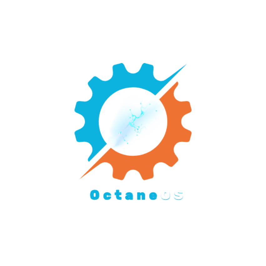 octaneOS logo blue and orange gear